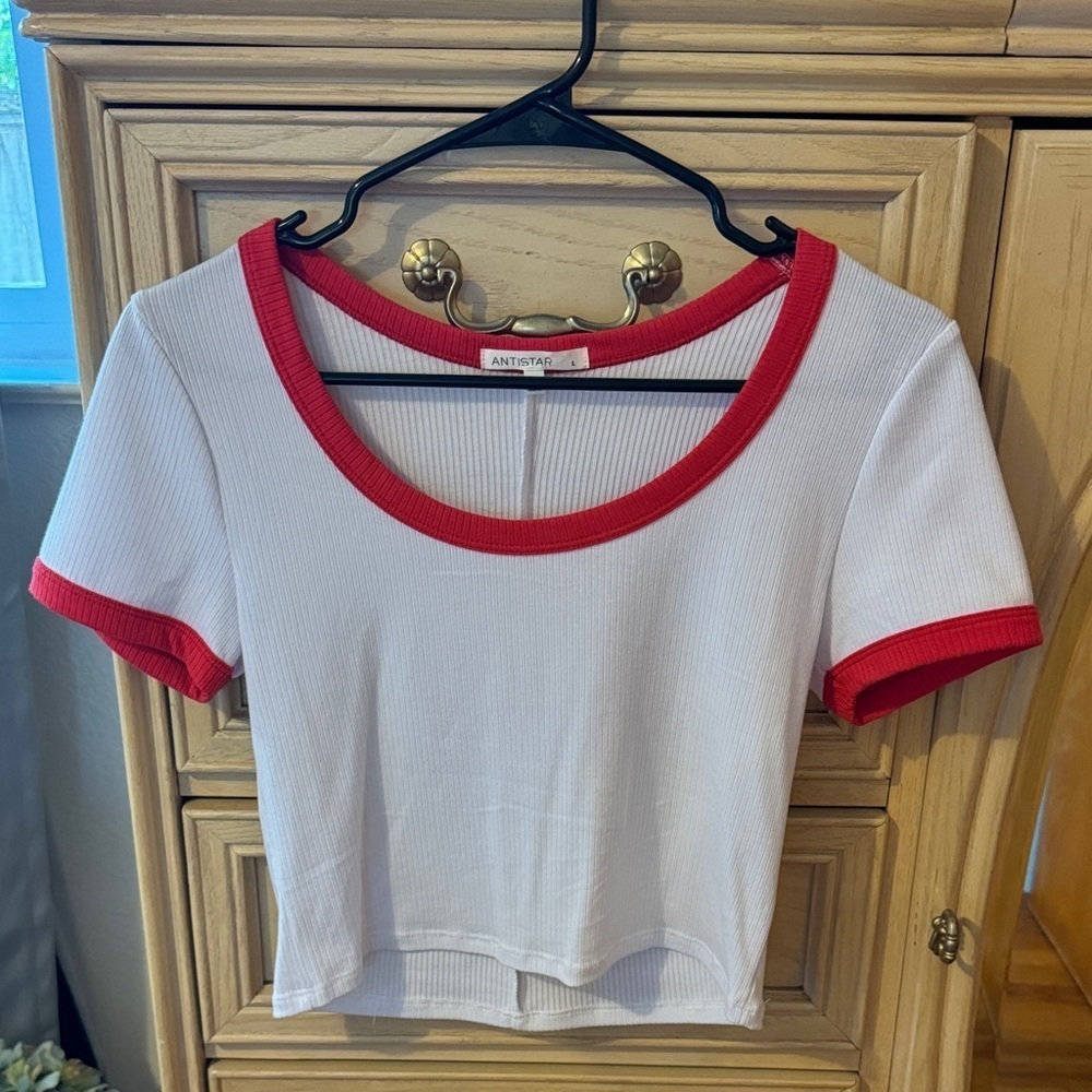 Red and White Women's Top